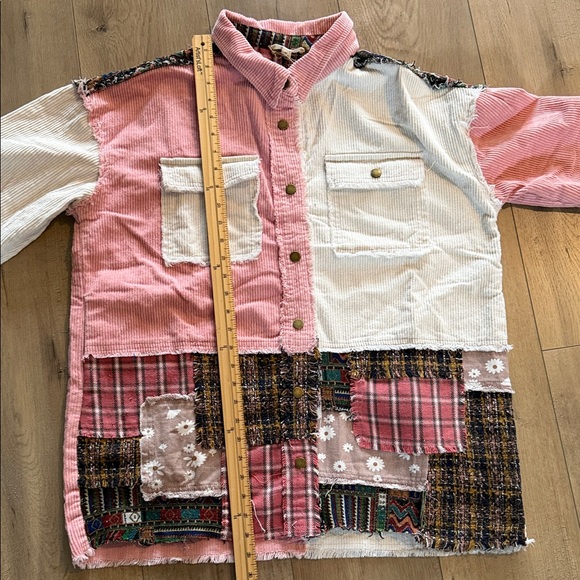 NWT Blue Velvet Women's Pink and White Patchwork Shacket Size M Boho Pockets - Picture 13 of 14